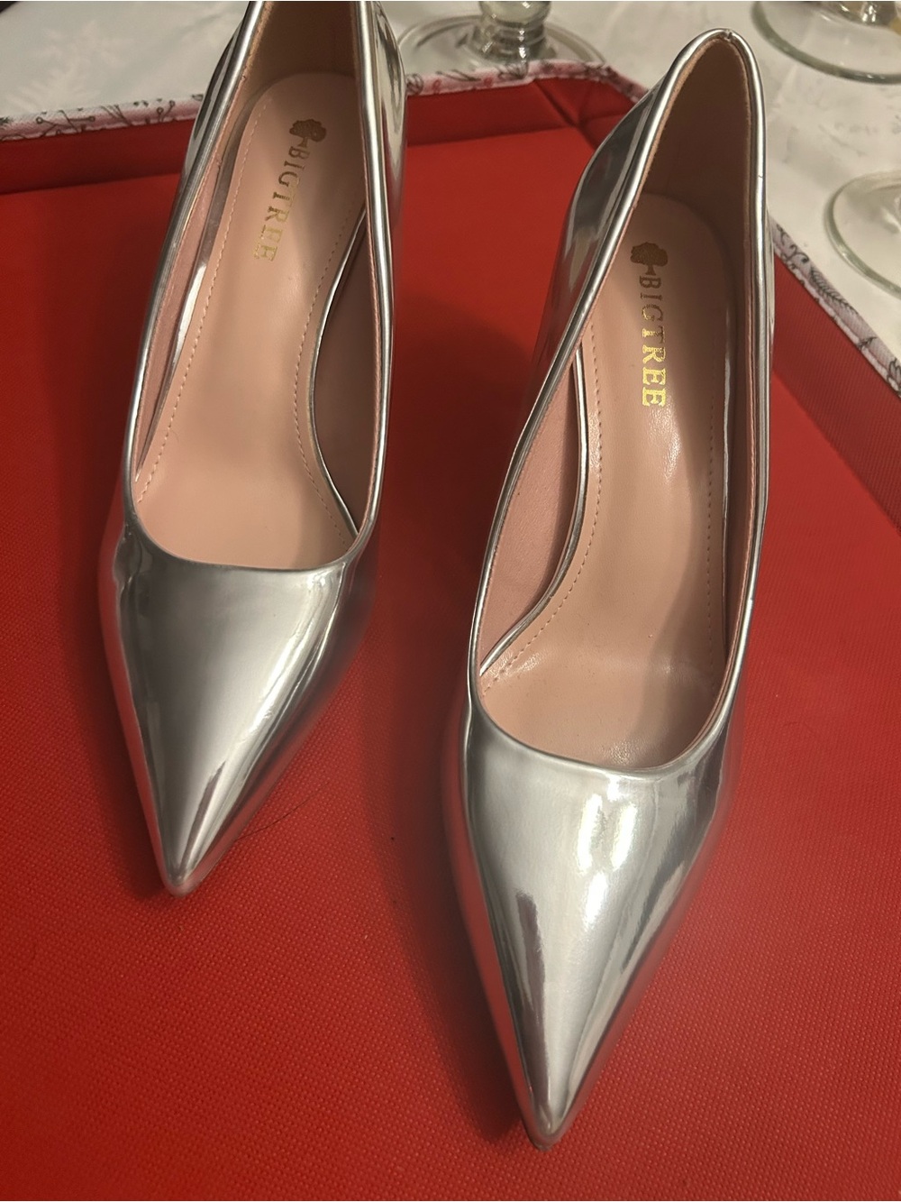 Silver Pointed-Toe Women’s Pumps